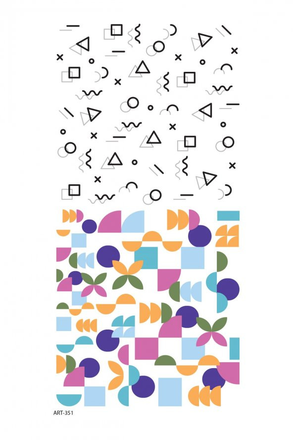 Geometrik Desenler Tırnak Dövmesi, Tırnak Tattoo, Nail Art, Tırnak Sticker - 2