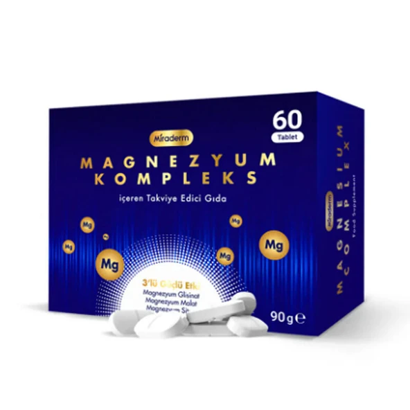 Miraderm Magnezyum Kompleks İçeren Takviye Edici Gıda 60 Tablet ürün görseli