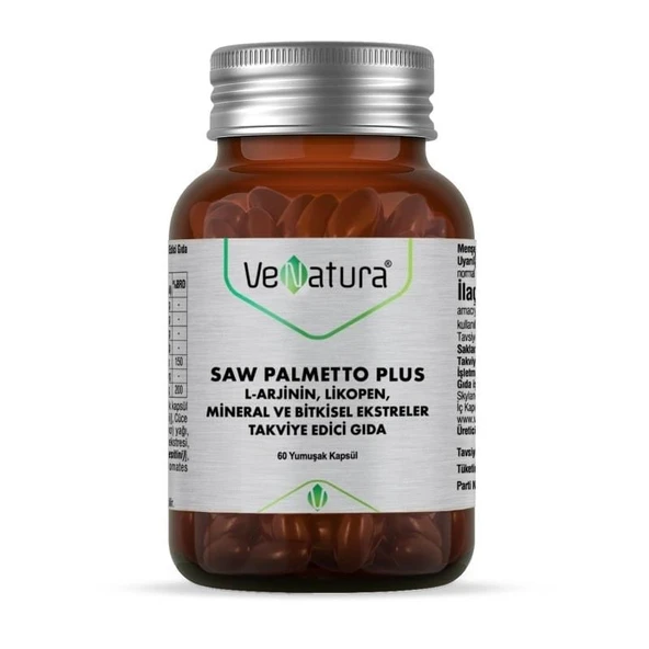 Venatura Saw Palmetto Plus L-Arjinin Likopen Mineral ve Bitki Ekstreleri Takviye Edici Gıda 60 Kapsül ürün görseli