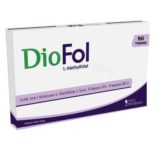 Diofol Folik Asit - Vitamin D3 İçeren Takviye Edici Gıda 90 Tablet ürün görseli