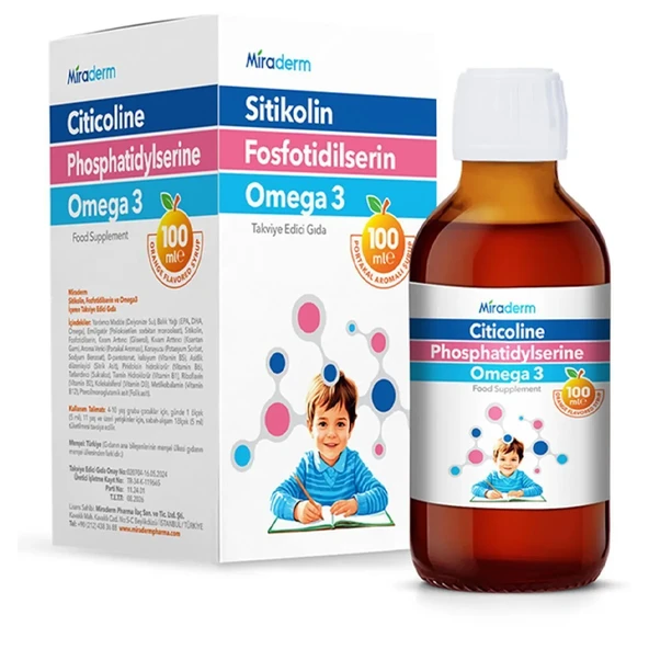 Miraderm Sitikolin Fosfotidilserin Omega3 Şurup 100ml ürün görseli