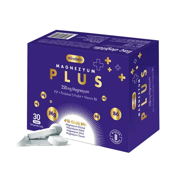 Miraderm Magnezyum Plus Takviye Edici Gıda 30 Tablet ürün görseli