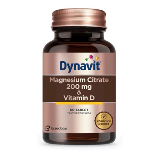Eczacıbaşı Dynavit Magnesium Citrate 200 mg- Vitamin D Takviye Edici Gıda 60 Tablet ürün görseli