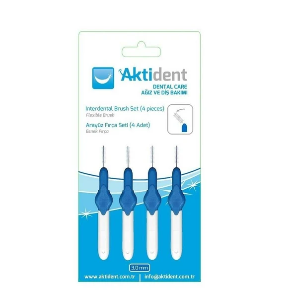 Aktident Arayüz Fırçası Mavi 3.0mm 4 Adet - 1