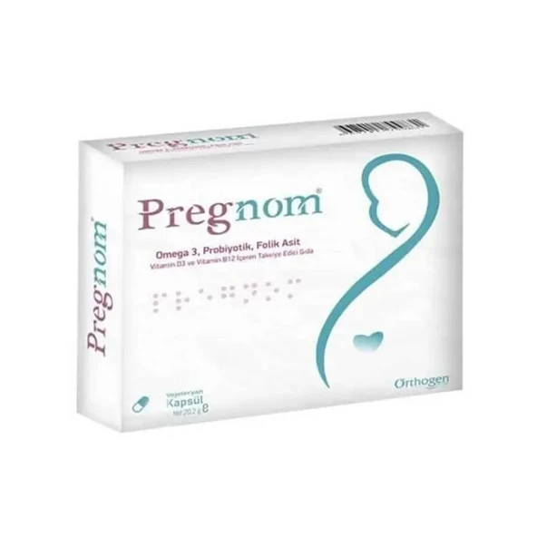 Pregnom Omega 3 Probiyotik Folik Asit 30 Yumuşak Jel Kapsül ürün görseli