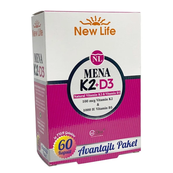 New Life Mena K2+D3 Takviye Edici Gıda 60 Kapsül ürün görseli