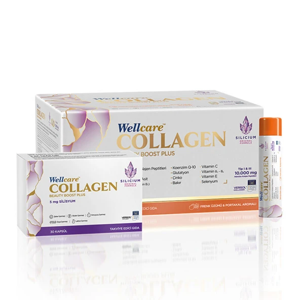 Wellcare Collagen Beauty Boost 10.000 mg 30 Tüp ve 30 Kapsül (Frenk Üzümü ve Portakal Aromalı) ürün görseli
