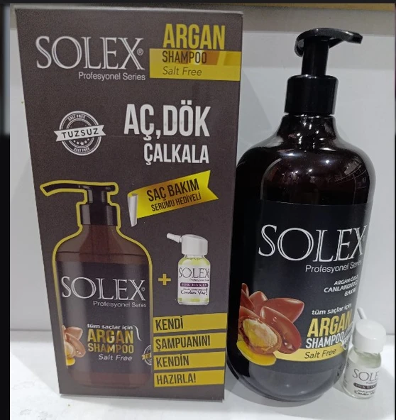 SOLEX ŞAMPUAN 1000ML-ARGANLI+SAÇ BAKIM SERUMU KUTULU