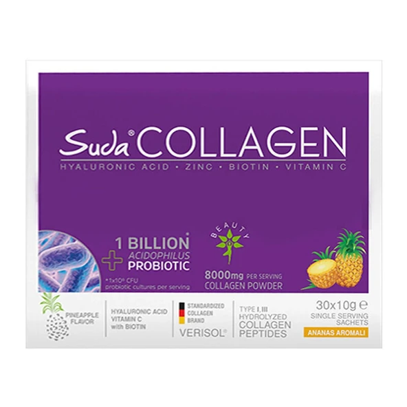 Suda Collagen Takviye Edici Gıda Ananas Aromalı 30 x 10 gr - Toz Saşe ürün görseli