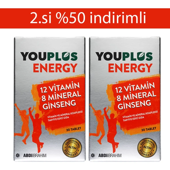 Youplus Energy Vitamin ve Mineral Kompleksi 2 x 30 Tablet - 2.%50 İndirimli ürün görseli