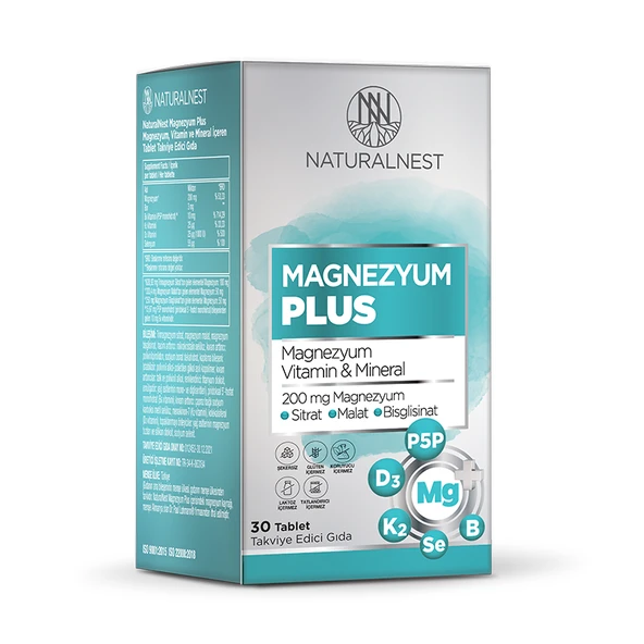 Naturalnest Magnesium Plus Takviye Edici Gıda 30 Tablet ürün görseli