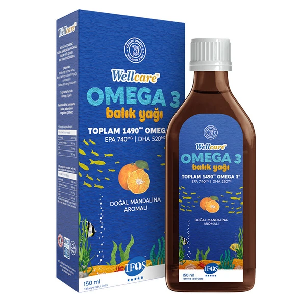 Wellcare Omega 3 Doğal Mandalina Aromalı Balık Yağı 150 ml ürün görseli