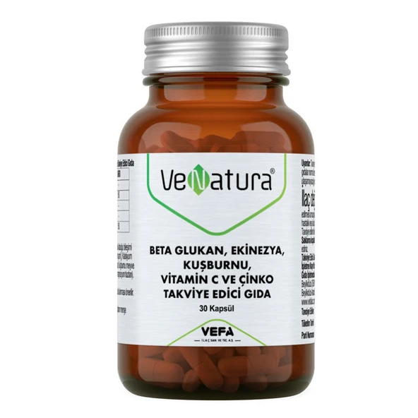VeNatura Beta Glukan, Ekinezya, Kuşburnu, Vitamin C ve Çinko 30 Kapsül ürün görseli