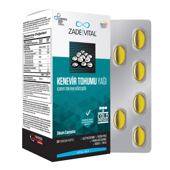 Zade Vital Kenevir Tohumu Yağı 30 Yumuşak Kapsül ürün görseli