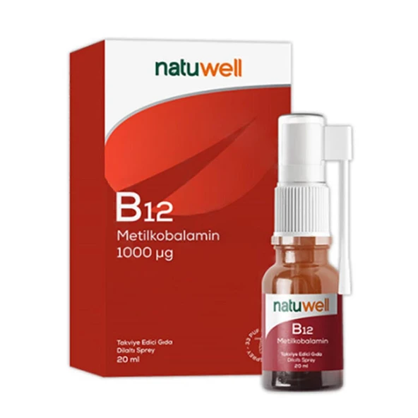 Natuwell B12 1000 ug Takviye Edici Gıda Dilaltı Sprey 20 ml ürün görseli