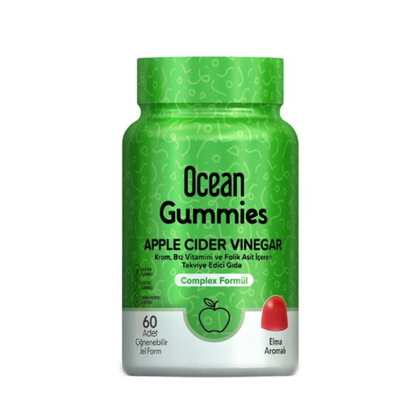 Orzax Ocean Gummies Apple Cider Vinegar Takviye Edici Gıda 60 Adet Çiğnenebilir Form ürün görseli