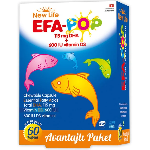 New Life EFA Pop Balık Yağı Takviye Edici Gıda 60 Çiğnenebilir Kapsül ürün görseli