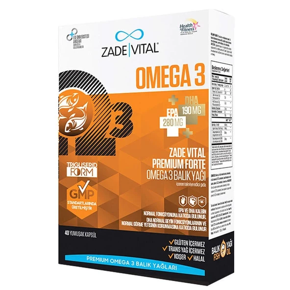 Zade Vital Omega 3 Forte Balık Yağı 40 Yumuşak Kapsül ürün görseli