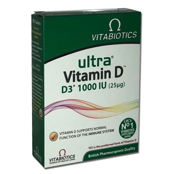 Vitabiotics Ultra Vitamin D D3 1000 IU 96 Tablets ürün görseli