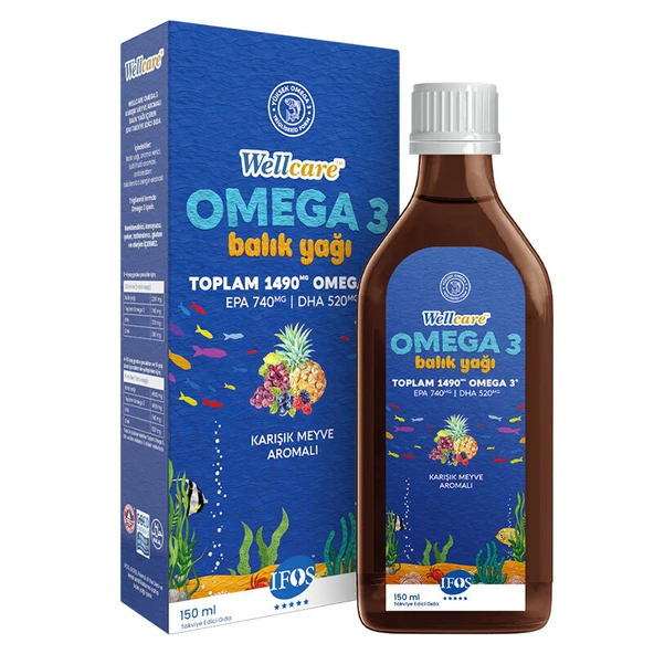 Wellcare Omega 3 Doğal Karışık Meyve Aromalı Balık Yağı 150 ml ürün görseli