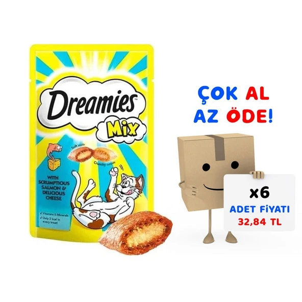 Dreamies Mix Somonlu ve Peynirli Kedi Ödülü 60 gr 6'lı Paket ürün görseli 1