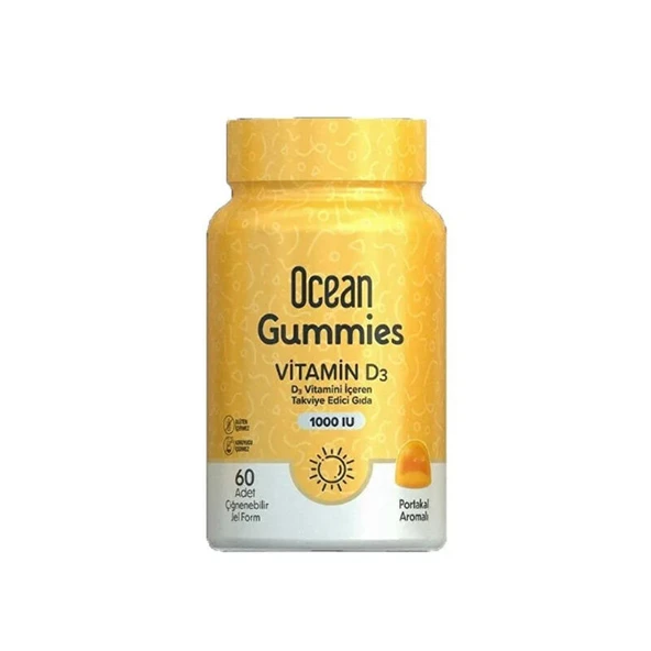 Orzax Ocean Gummies Vitamin D3 1000 IU D3 Vitamini İçeren Takviye Edici Gıda 60 Adet ürün görseli