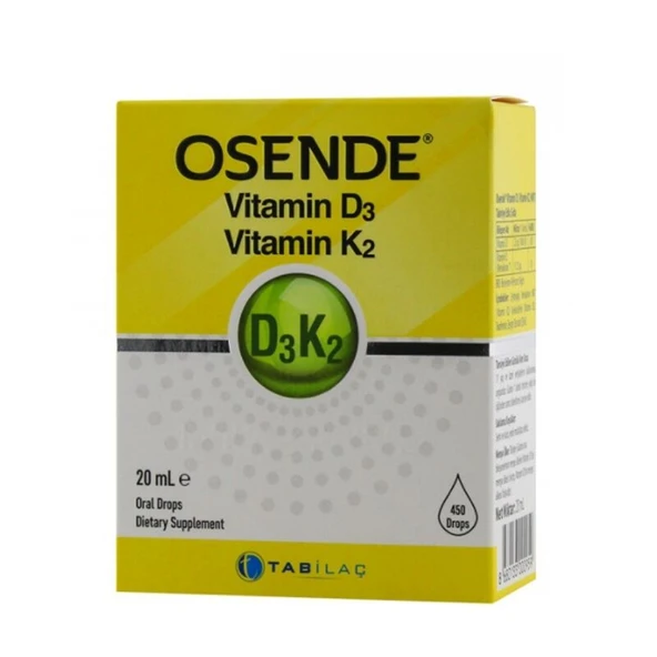 Osende Vitamin D3 K2 Takviye Edici Gıda 20 ml ürün görseli