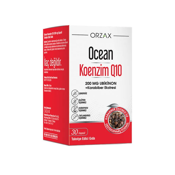 Orzax Ocean Koenzim Q10 200 mg Ubikinon 30 Kapsül ürün görseli