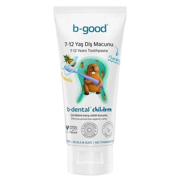 B-Good B-Dental 7-12 Yaş Çocuk Diş Macunu Florürlü Ananas 50 ml - 1