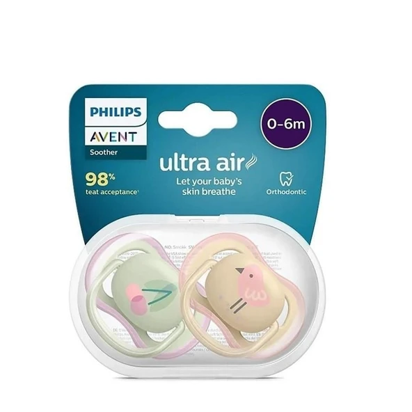 Avent SCF085/59 Ultra Air 0-6 Ay 2'li Kız Emzik - 1