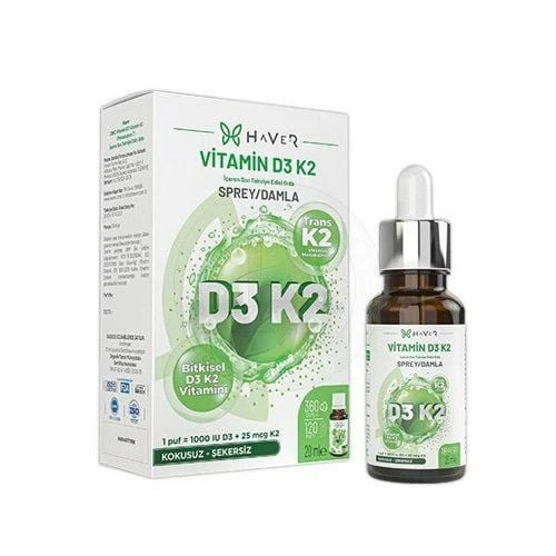 Haver D3K2 Vitamin D3 ve K2 (Menakuinon 7) Sprey 20ml ürün görseli