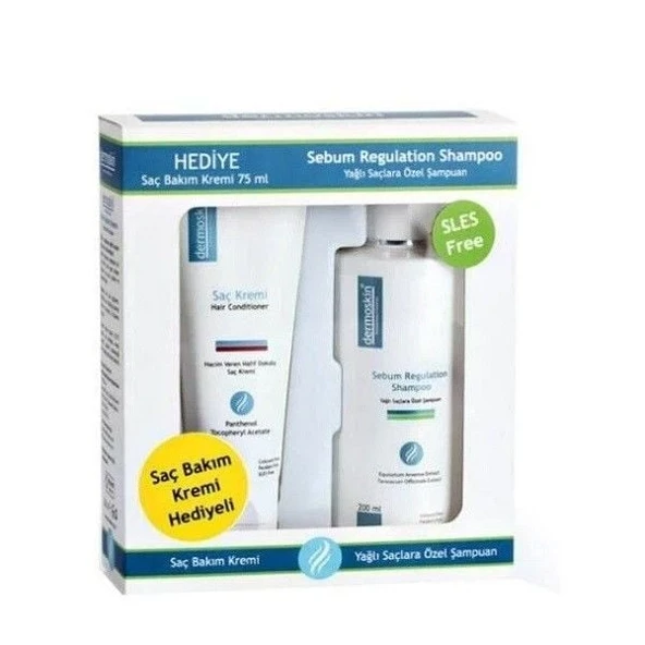 Dermoskin Şampuan Yağlı Saçlara Özel 200 ml + Saç Bakım Kremi 75 ml Hediye ürün görseli