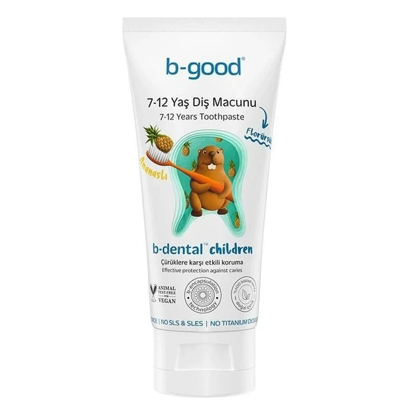 B-Good B-Dental 7-12 Yaş Çocuk Diş Macunu Florürsüz Ananas 50 ml - 1