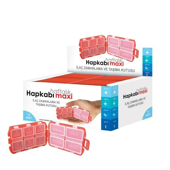 Hapkabı Maxi Haftalık İlaç Zamanlama ve Taşıma Kabı 1 Adet ürün görseli