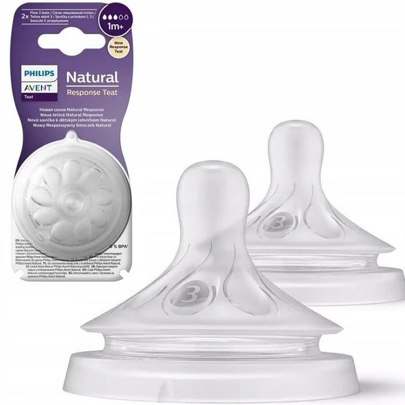Avent 96302 Natural Response 2'li Biberon Emziği, 3 Numara, 1 Ay+ ürün görseli