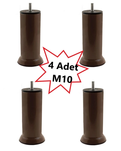 Mobilya Kanepe Baza Koltuk Çekyat Yükseltme Ayağı Kalın Diş M10 kahverengi Plastik 15 Cm 4 Adet - Resim 2