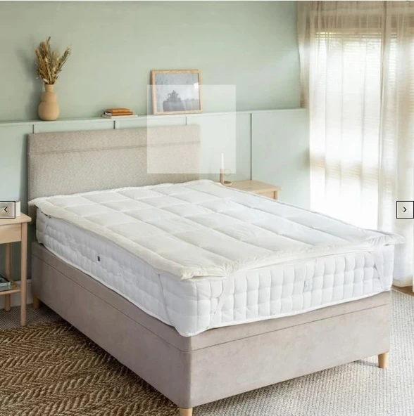 Sinada Home %100 Pamuk Kumaş ile Nefes Alabilen Elyaf Dolgulu Tek ve Çift Kişilik Yatak Pedi - 3