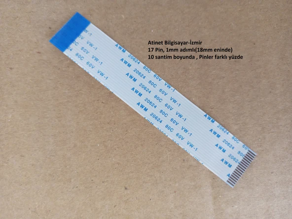 Awm 20624 80C 60V Vw-1 Flex Kablo 17 pin 1mm adımlı, 10 santim boyunda. DİKKAT!  ters kablo 17-1-10B ürün görseli 1
