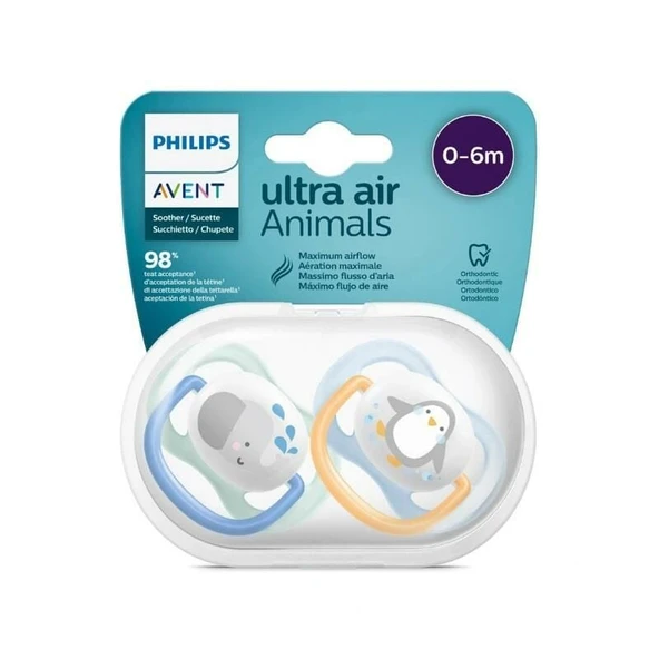 Avent 08005 Ultra Air Animals 2li Emzik 0-6 Ay - Erkek - 1