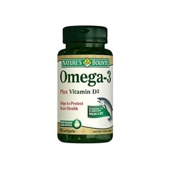 Nature's Bounty Omega-3 Plus Vitamin D3 Soft Gel 60 Kapsül ürün görseli