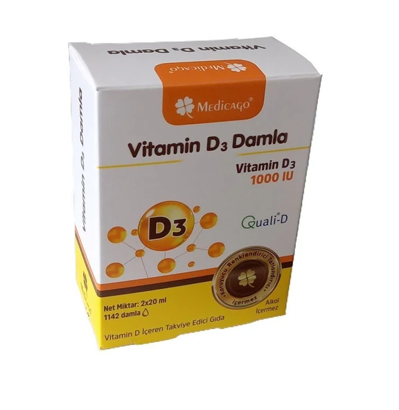 Medicago Vitamin D3 Damla Vitamin D3 1000IU  2x20ml (40ml) ürün görseli