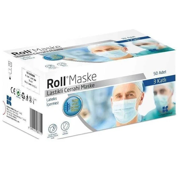 Roll Cerrahi Maske Steril Lastikli 3 Katlı 50 lik ürün görseli