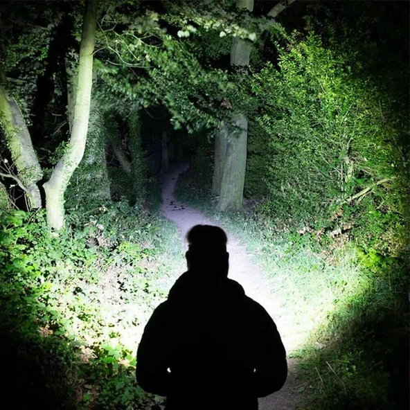 Taktik Tip Zoomlu El Feneri | 2 Adet 1900 mAh Pil + Şarj Cihazı | 3 Mod | Süper Parlak LED - 8