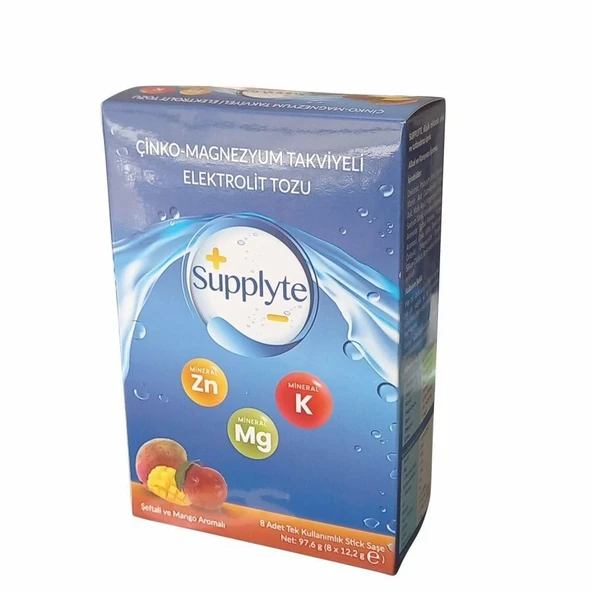 Supplyte Çinko Magnezyum Takviyeli Elektrolit 8 Saşe Şeftali Mango Aromalı ürün görseli