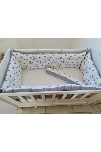 70x120 Beşik Kenar Koruma - 40cm Yükseklik - %100 Pamuk Kumaş - Antialerjik - Yıkanabilir - 2