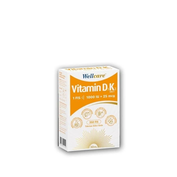 Wellcare Vitamin D3-K2 1000 IU 30 ML Sprey ürün görseli