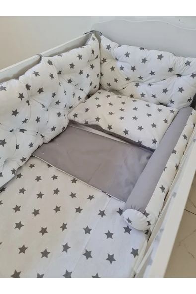 70x120 Beşik Kenar Koruma - 40cm Yükseklik - %100 Pamuk Kumaş - Antialerjik - Yıkanabilir - 3