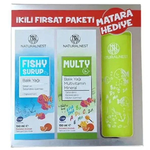 Naturalnest Multy Fish Oil 150 ml Fishy Syrup Fish Oil 150 ml - Matara Hediyeli ürün görseli