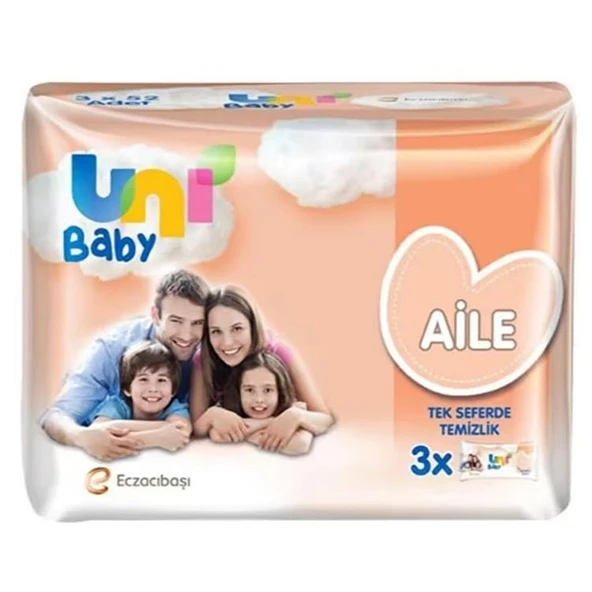 Uni Baby Islak Mendil Aile Paketi 52 Yaprak 3 lü ürün görseli