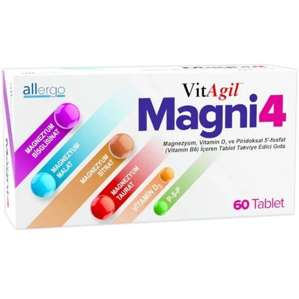 Allergo VitAgil Magni4 Magnezyum Vitamin D3 P5P 60 Tablet ürün görseli
